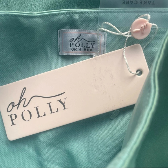 New! Oh Polly Paloma One Shoulder Draped Mini Dress in Teal nwt 22208 - Picture 10 of 14